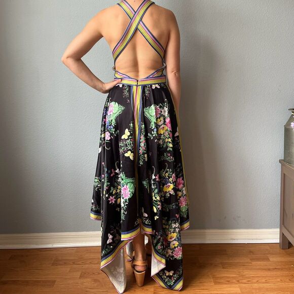 Asos Handkerchief Floral Halter Midi Dress Size 6 - Picture 6 of 9